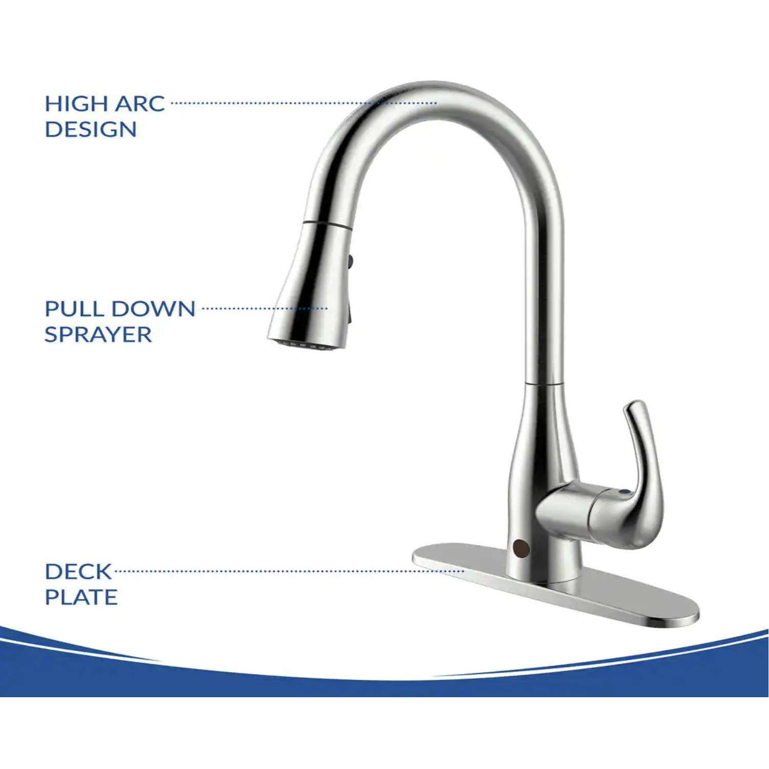 Flow Motion Activated Single-Handle Pull-Down Sprayer Kitchen Faucet in Brushed Nickel