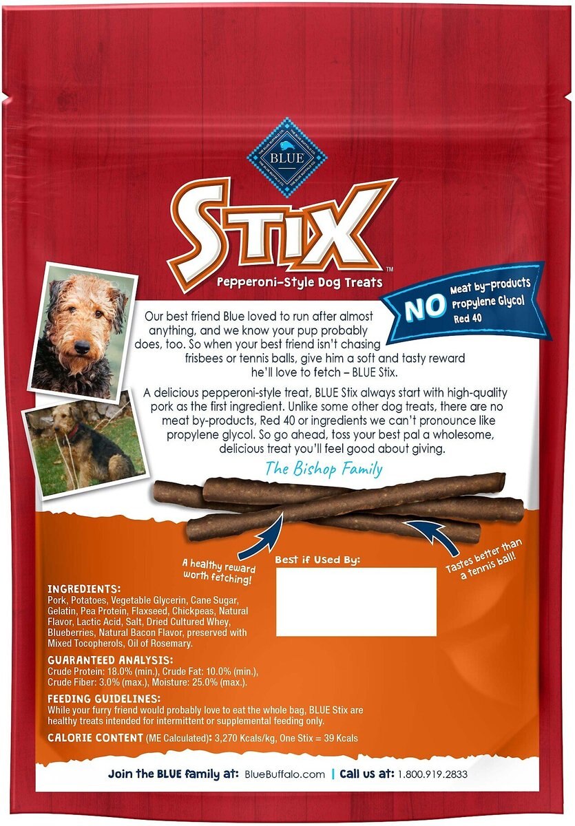 Blue Buffalo Blue Stix Bacon Flavor Pepperoni-Style Dog Treats