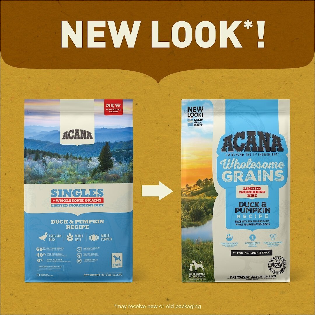 ACANA Singles + Wholesome Grains Limited Ingredient Diet Duck and Pumpkin Recipe Dry Dog Food