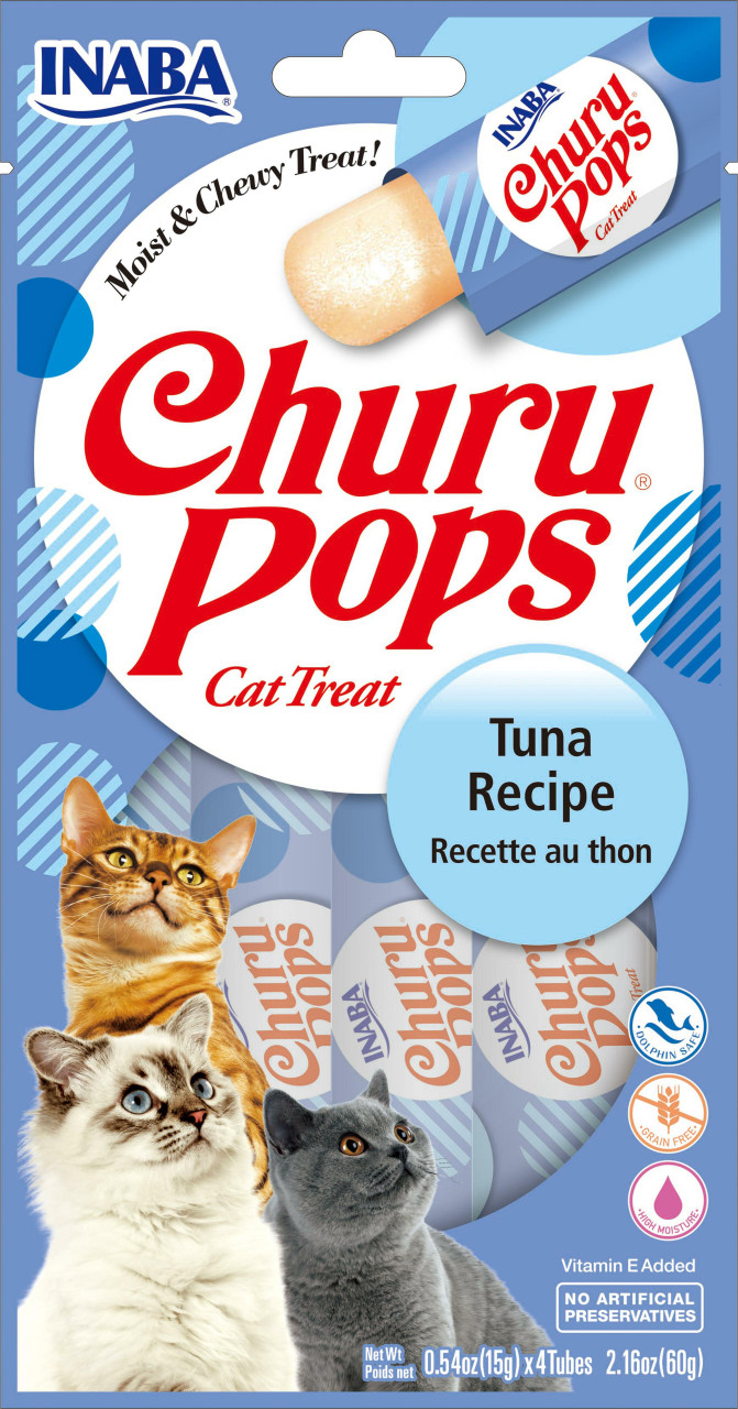 Inaba Churu Pops Tuna Moist and Chewy Cat Treats， 4 Pack