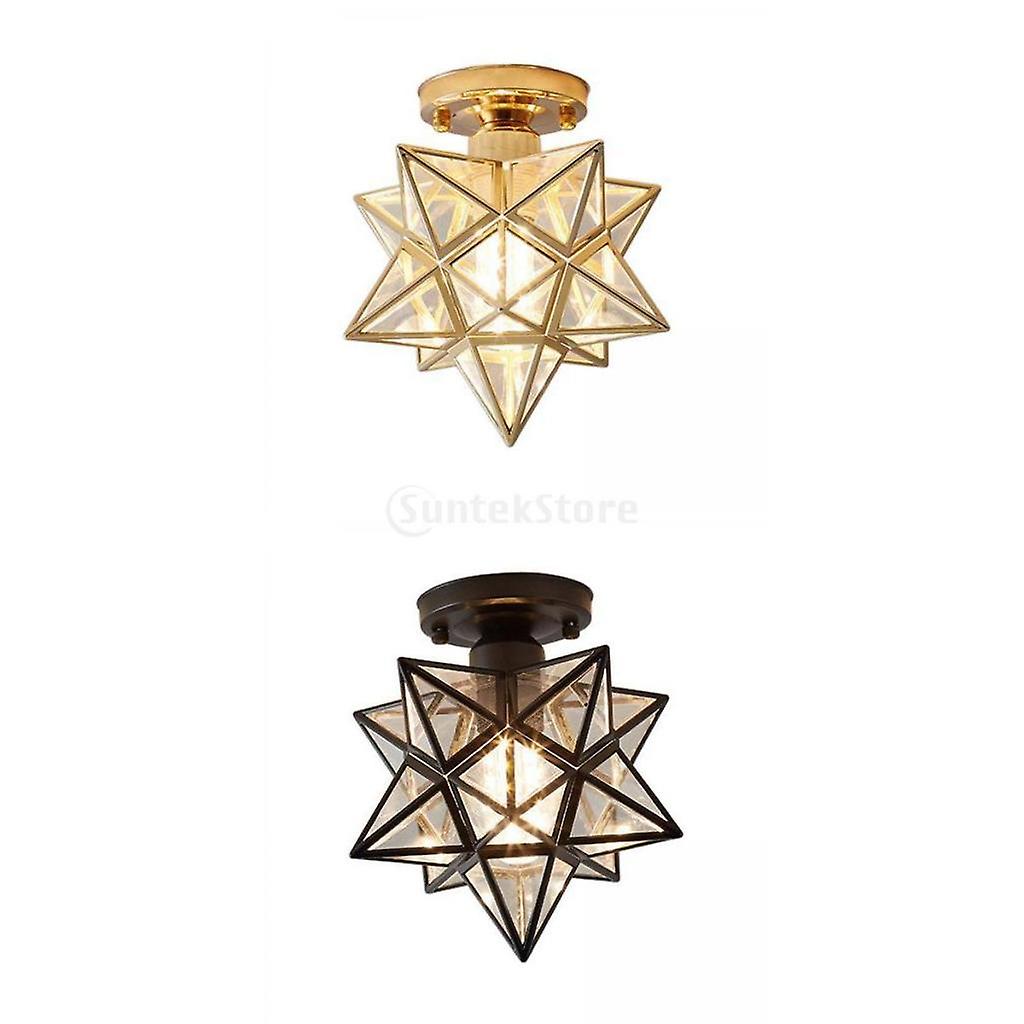 2x Pvc Semi Flush Mount Star Ceiling Wall Lamps Flush Mount Golden Black