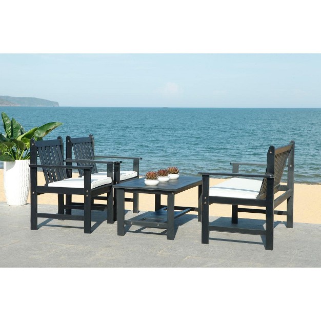 Burbank 4 Piece Patio Outdoor Conversation Set Safavieh