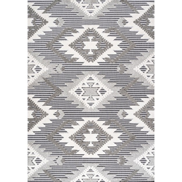 Sumak High low Pile Neutral Diamond Kilim Indoor outdoor Area Rug Jonathan Y