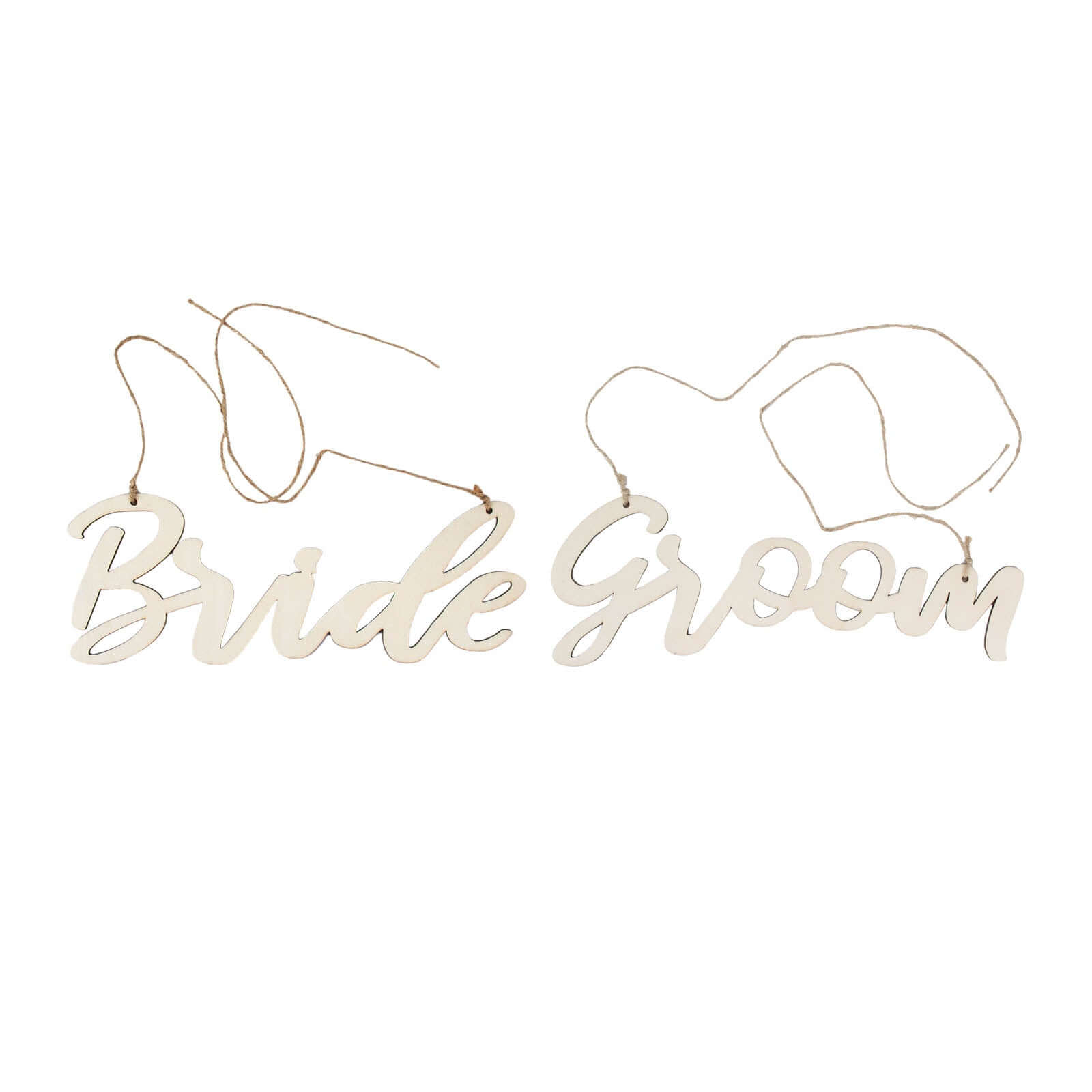 Set of 2 Natural Wood Bride and Groom Chair Signs, Wedding Photo Booth Props, Calligraphy Wall Hanging Decor 12