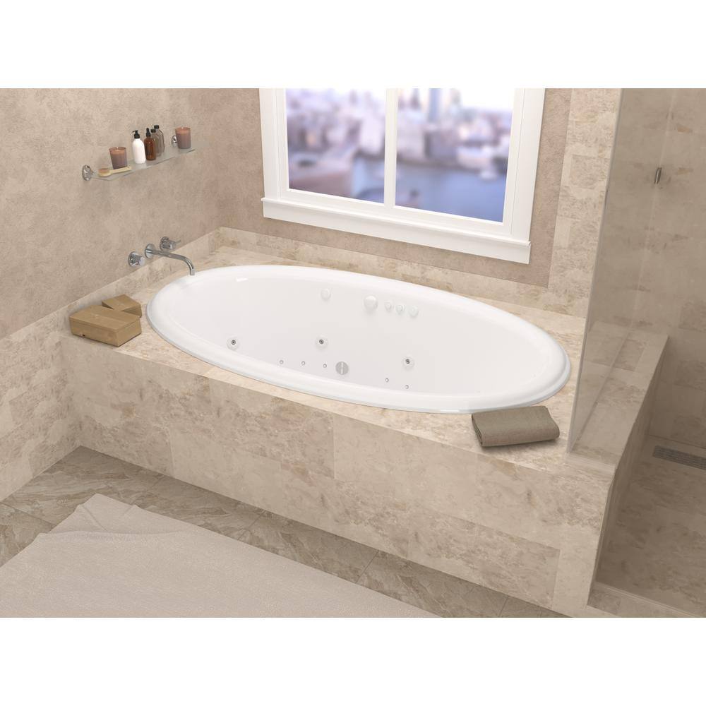 Universal Tubs Topaz 78 in. Oval Drop-in Whirlpool and Air Bath Tub in White HD4478PCDR