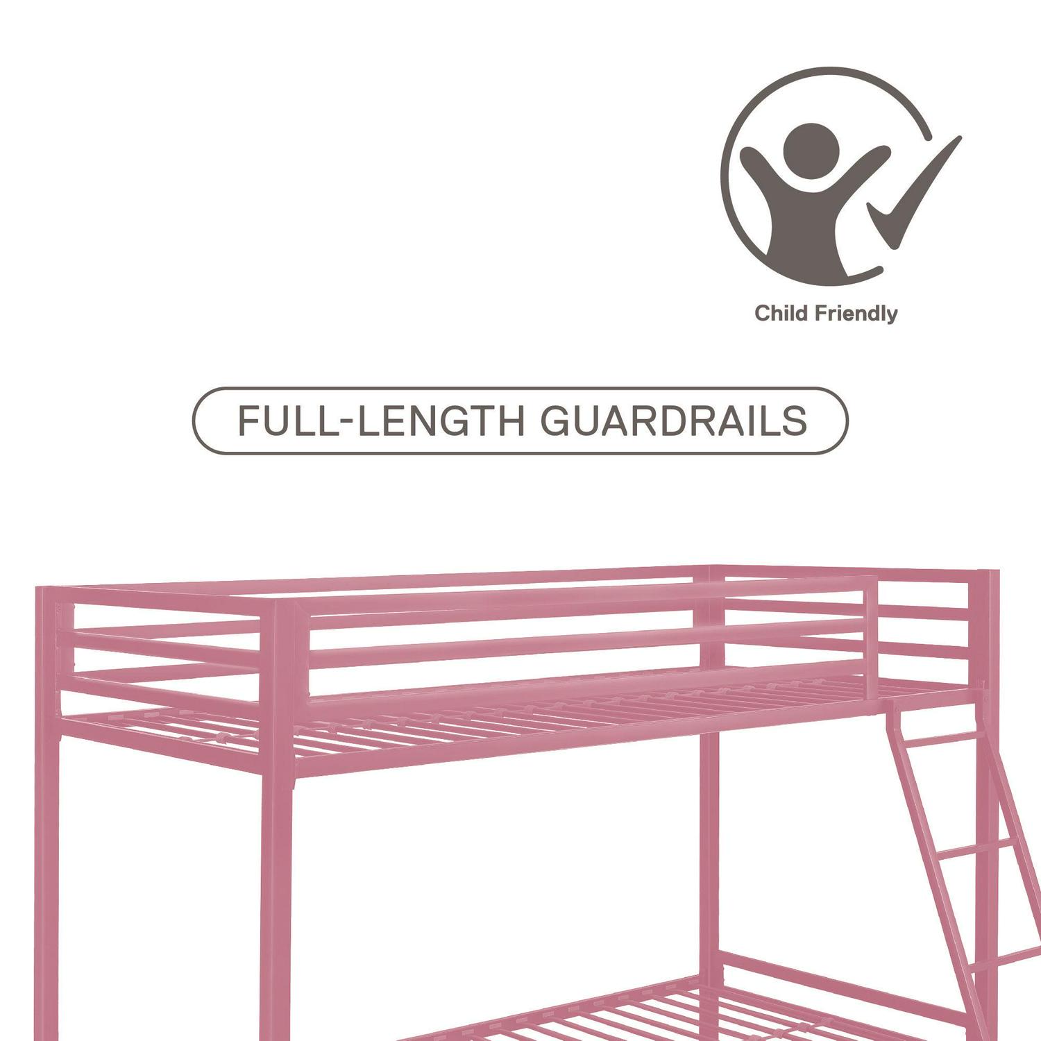 Mainstays Premium Twin over Twin Metal Bunk Bed， Pink