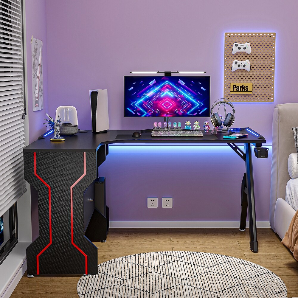 L Shaped Modern carbon fiber desktop office computer desk