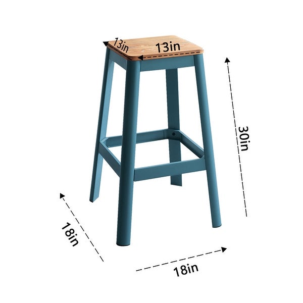 30 in. Natural Wood Bar Stool with Metal Tube