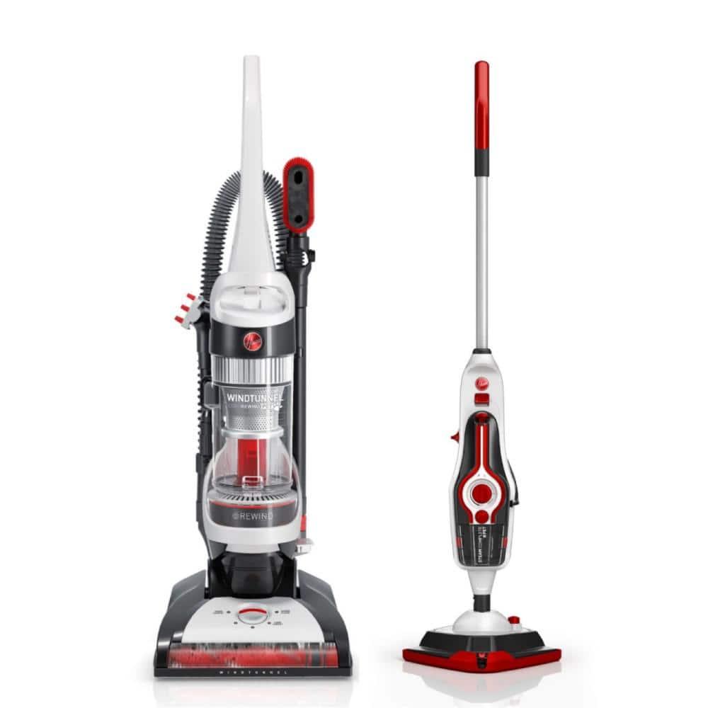 HOOVER WindTunnel Bagless Pet Upright Vacuum Cleaner with Automatic Cord Rewind and Steam Complete Pet Steam Mop