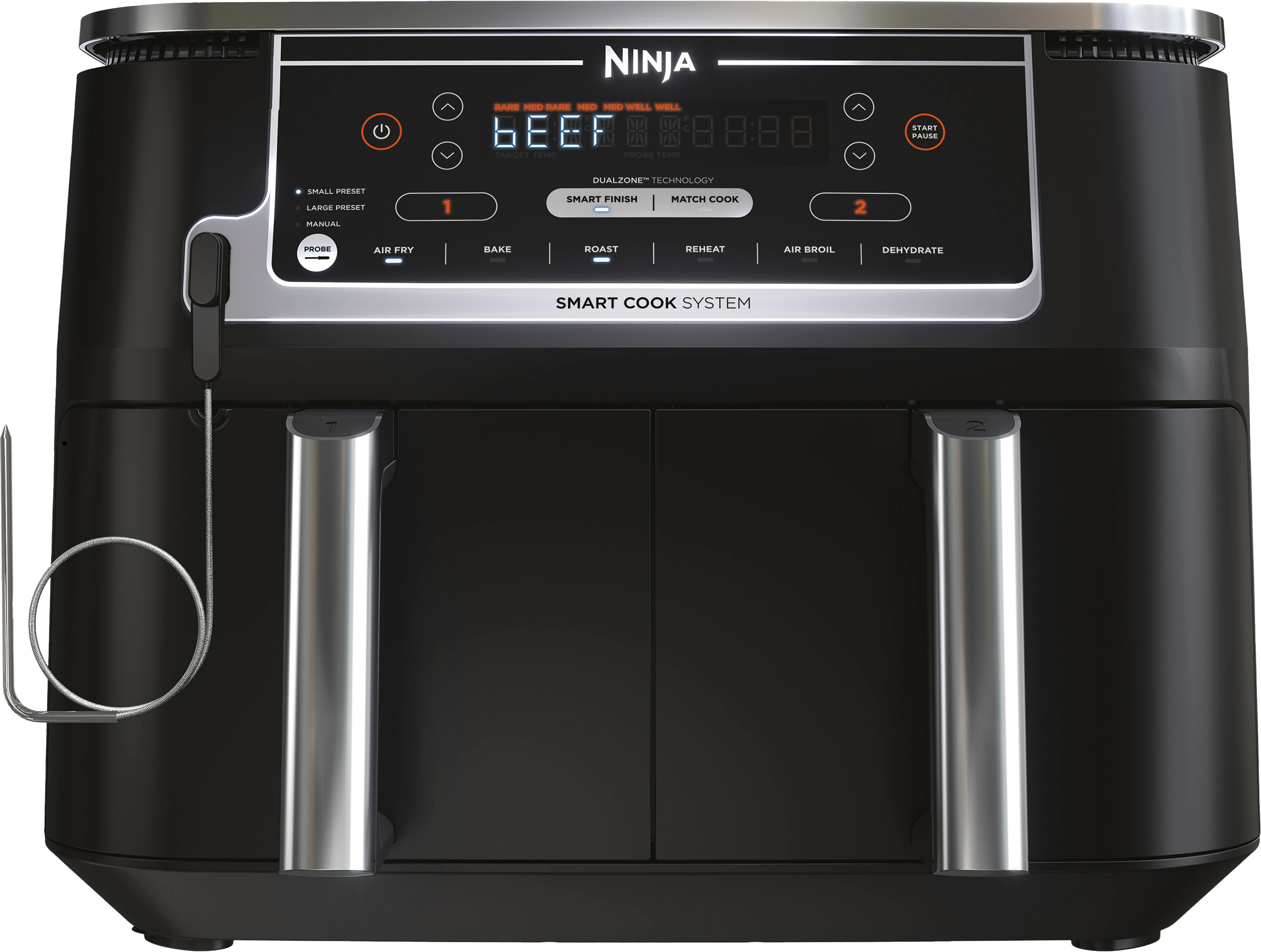 Ninja - Foodi 6-in-1 10-qt. XL 2-Basket Air Fryer with DualZone Technology and Smart Cook System - Black