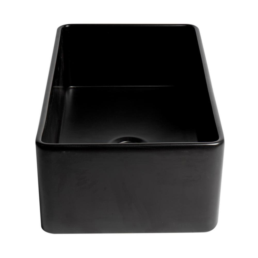 ALFI BRAND Black Matte Fireclay 33 in. Single Bowl Farmhouse Apron Workstation Kitchen Sink ABF3318S-BM