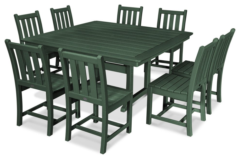 POLYWOOD Traditional Garden 9 Piece Nautical Trestle Dining Set   Contemporary   Outdoor Dining Sets   by POLYWOOD  Houzz