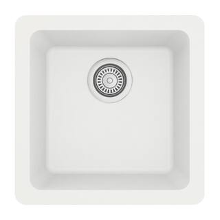 Karran White Quartz 17 in. Undermount Bar Sink QU-690-WH