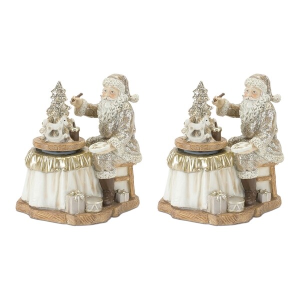 Santa with Paint Brush (Set of 2)