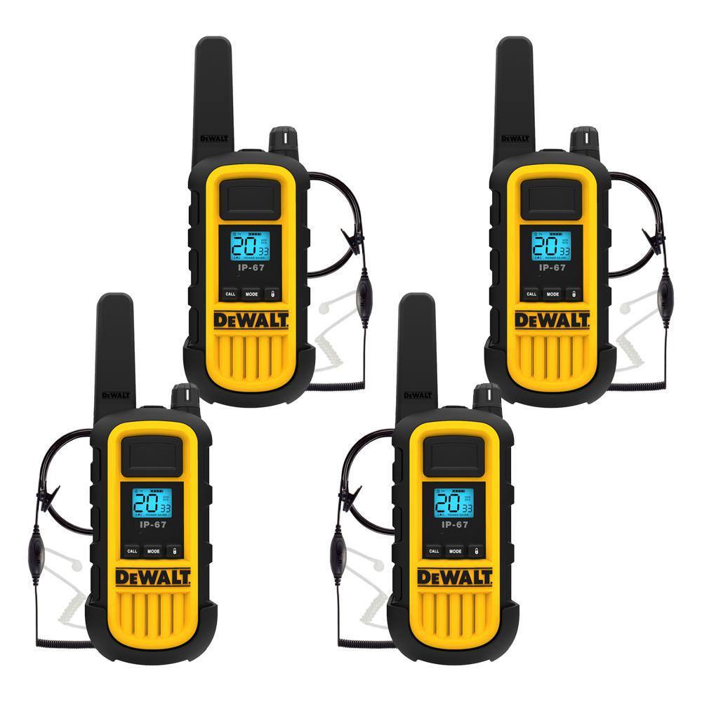 DW DXFRS800 Heavy-Duty 2-Watt Walkie Talkie and Headset Bundle (4-Pack) 2DXFRS800-SV1