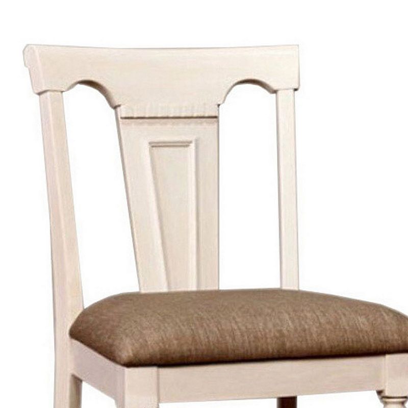 Sabrina Cottage Counter Height Chair Withfabric Cushion， Tan and White， Set of 2