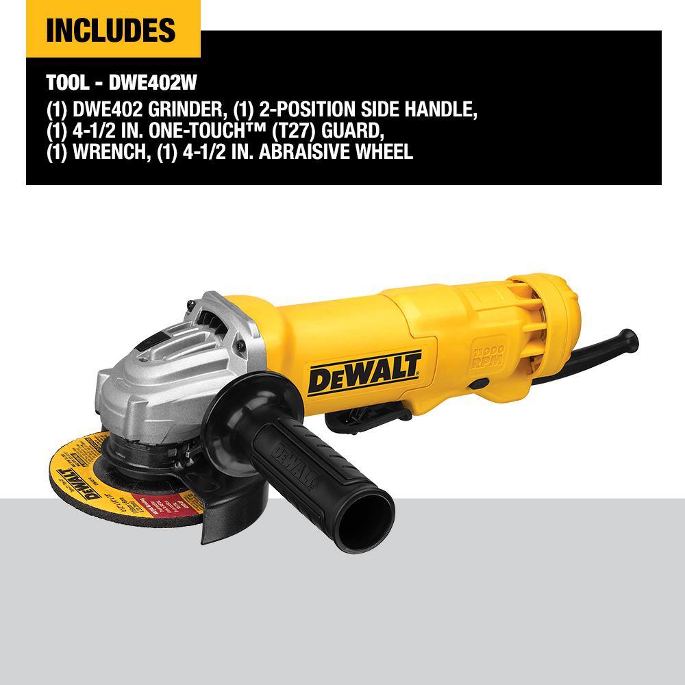 DW 120V 11 Amp Corded 4.5 in. Small Angle Grinder DWE402