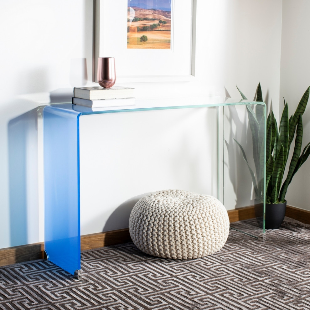 Trista Ombre Glass Console Table  Clear/Blue   Contemporary   Console Tables   by Rustic Home Furniture Deco  Houzz