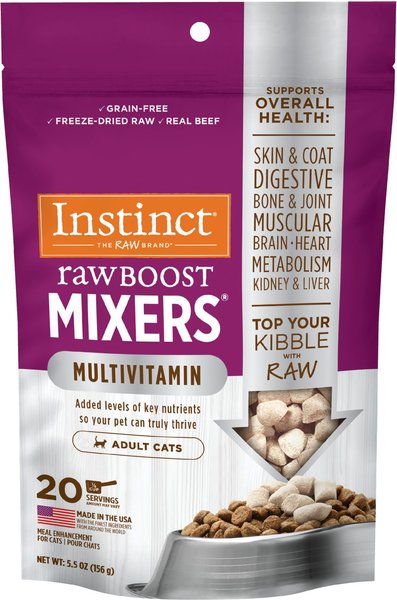 Instinct Boost Mixers Multivitamin Grain-Free Freeze-Dried Raw Adult Cat Food Topper， 5.5-oz bag