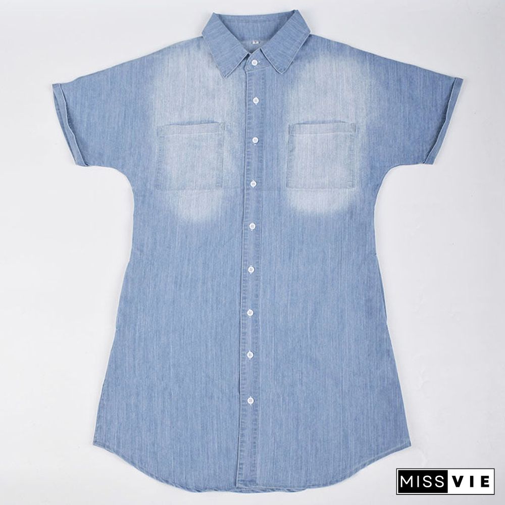 Casual Button Up Denim T-Shirt Dress