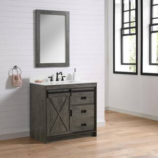 SUDIO Rafter 36 in. W Bath Vanity in Charcoal Gray with Engineered Stone Vanity Top in Carrara White with white Basin Rafter-36CG