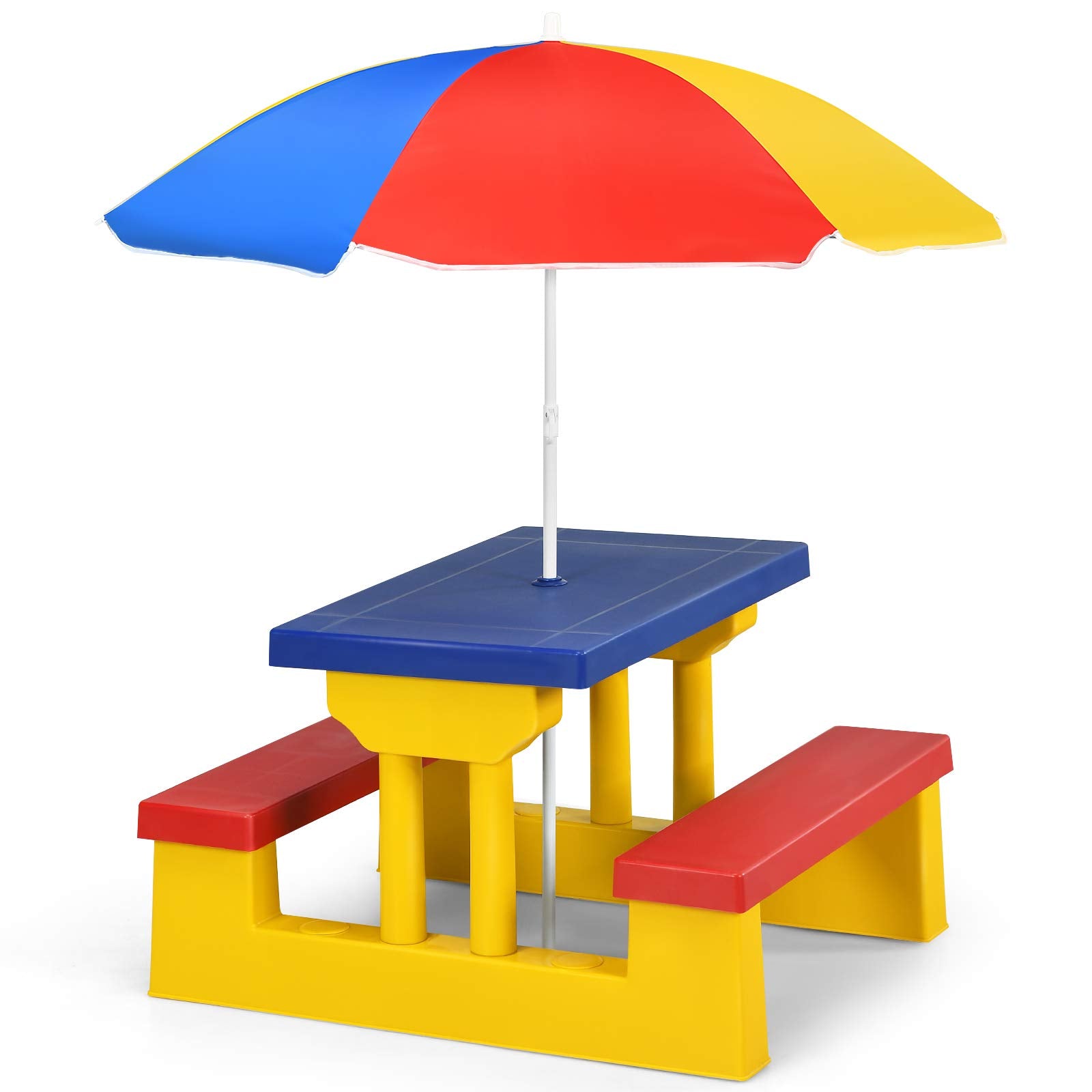 Costzon Kids Picnic Table, Indoor & Outdoor Table and Bench with Removable Umbrella