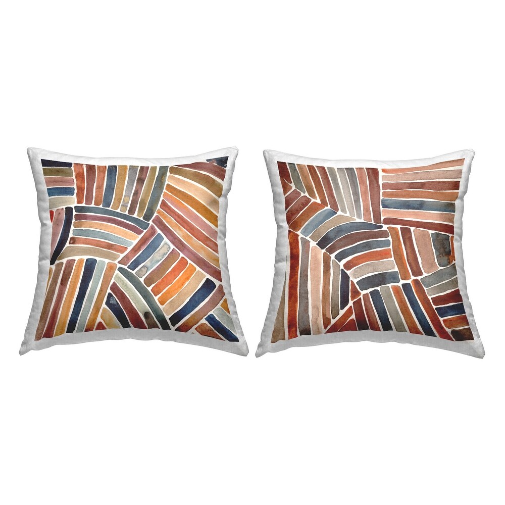 Stupell Muted Boho Patterned Stripes Printed Throw Pillow Design by Cheryl Warrick (Set of 2)