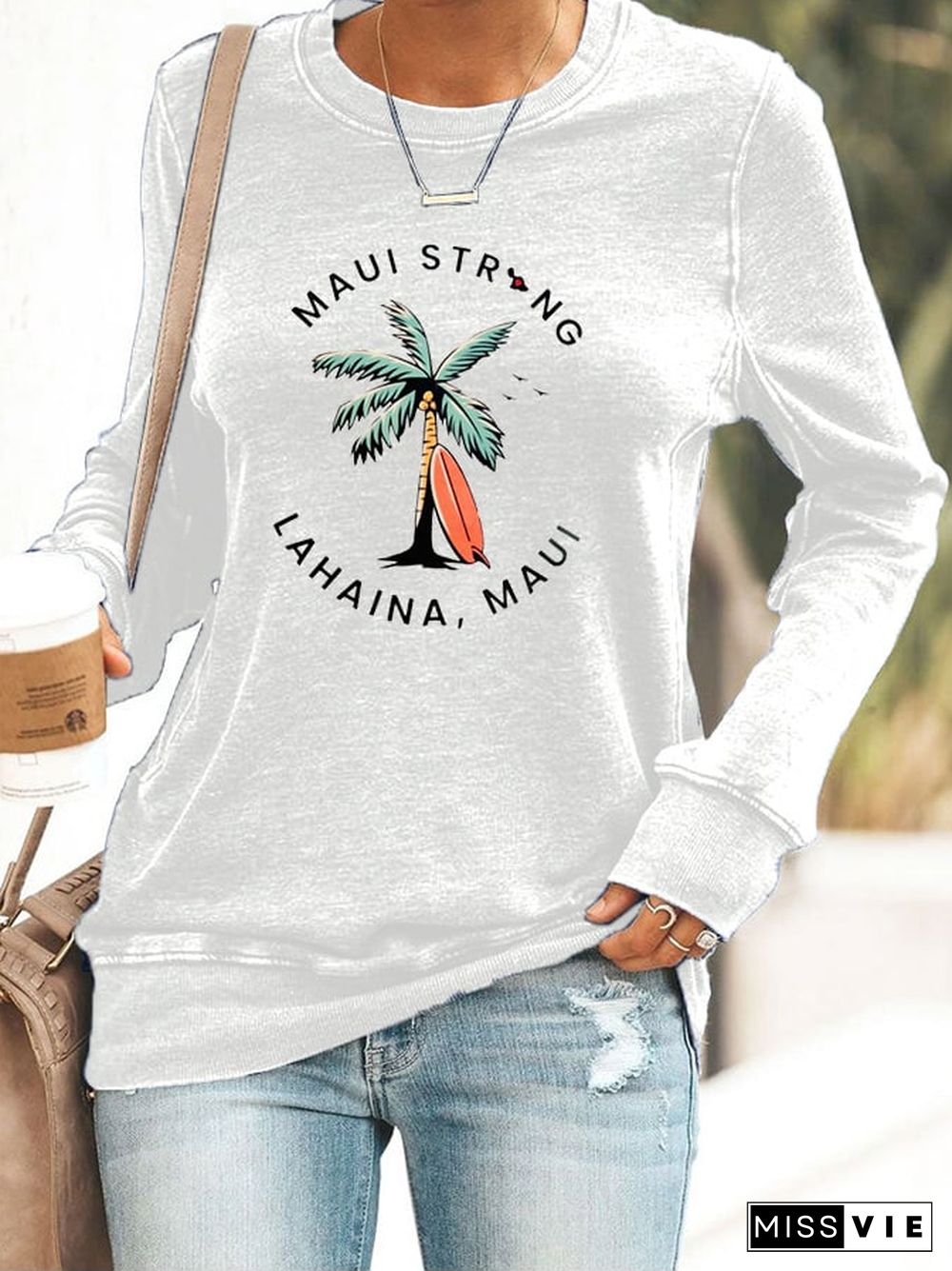 Women's Maui Strong Hawail Print Casual Sweatshirt