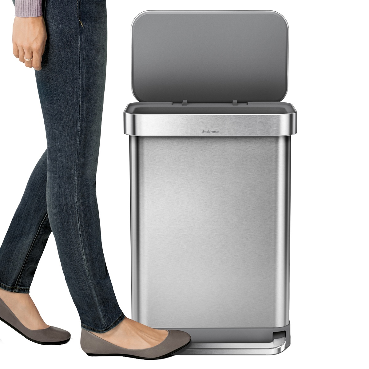 simplehuman Stainless Steel 145 gal Rectangular Trash Can with Liner Pocket