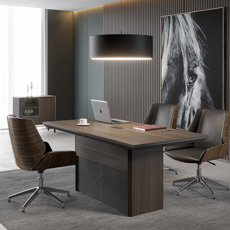 MADDOK Boardroom Table 1.8M - Chocolate & Charcoal Grey