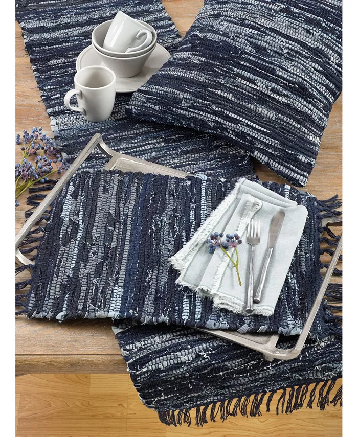 Saro Lifestyle Denim Chindi Table Runner