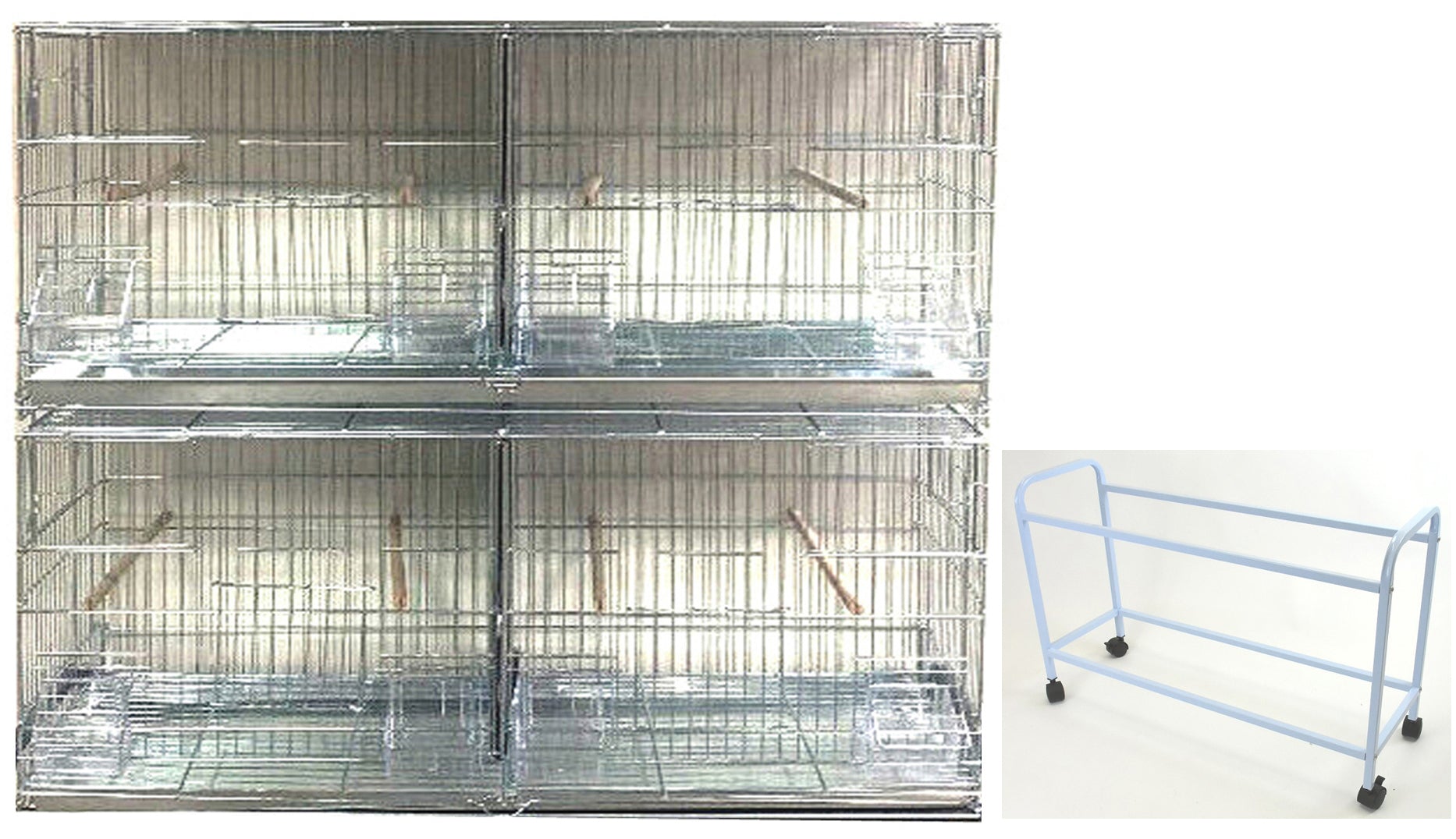 EXTRA LARGE Combo-2 of Galvanized Zinc Plated Stack and Lock Double Breeding Breeder Flight Bird Cage Center Dividers Side Breeding Nest Doors With Rolling Stand