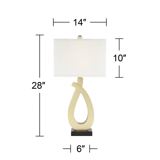 Tall Set Of 2 Sculptural Gold Metal Usb Charging Port White Rectangular Shade Bedroom Living Room