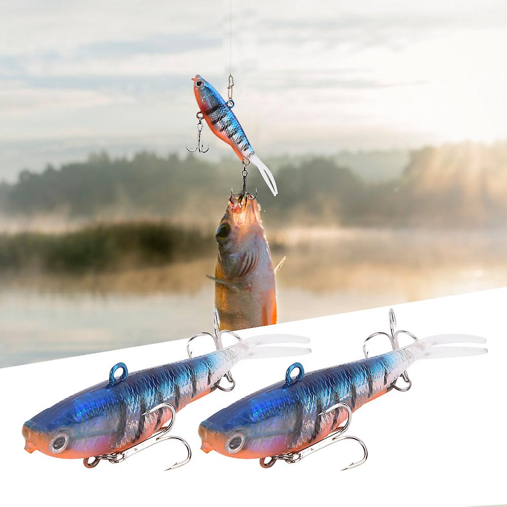 2 Pcs 9.5cm Wobbler Artificial Pvc Fish Lure Soft Baits Fishing Accessories Arancione E Blu