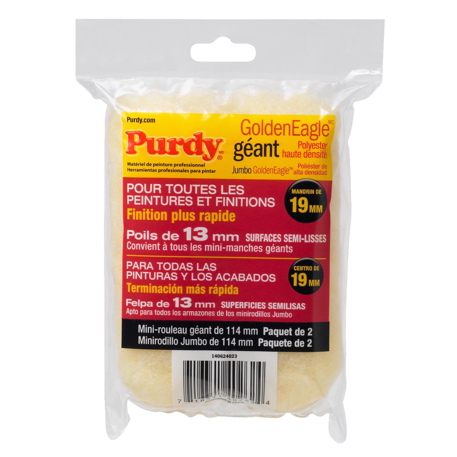 Purdy GoldenEagle Polyester 4.5 in. W X 1/2 in. Jumbo Mini Paint Roller Cover 2 pk