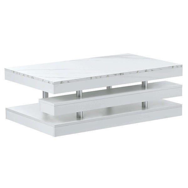 Modern 2-Tier Coffee Table with Silver Metal Legs