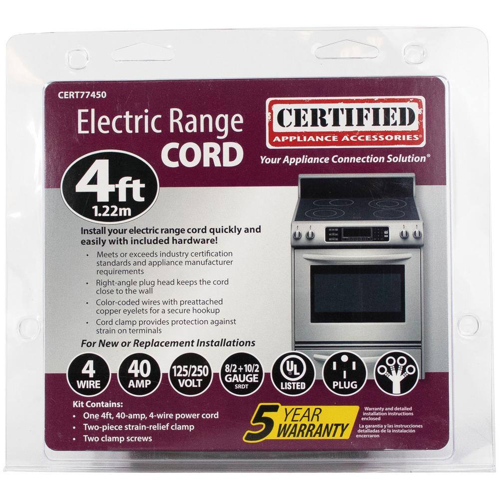 CERTIFIED APPLIANCE ACCESSORIES 4 ft. 104 4-Wire Eyelet 40-Amp Range Cord 90-2060