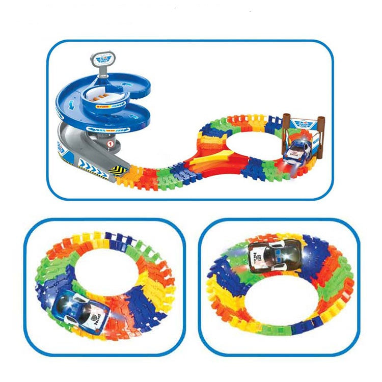 Flexible Track Car Police 118 Pcs Mundo Toys Rotary Tunnel  - Gift for Toddler Boys 3 4 5 Years