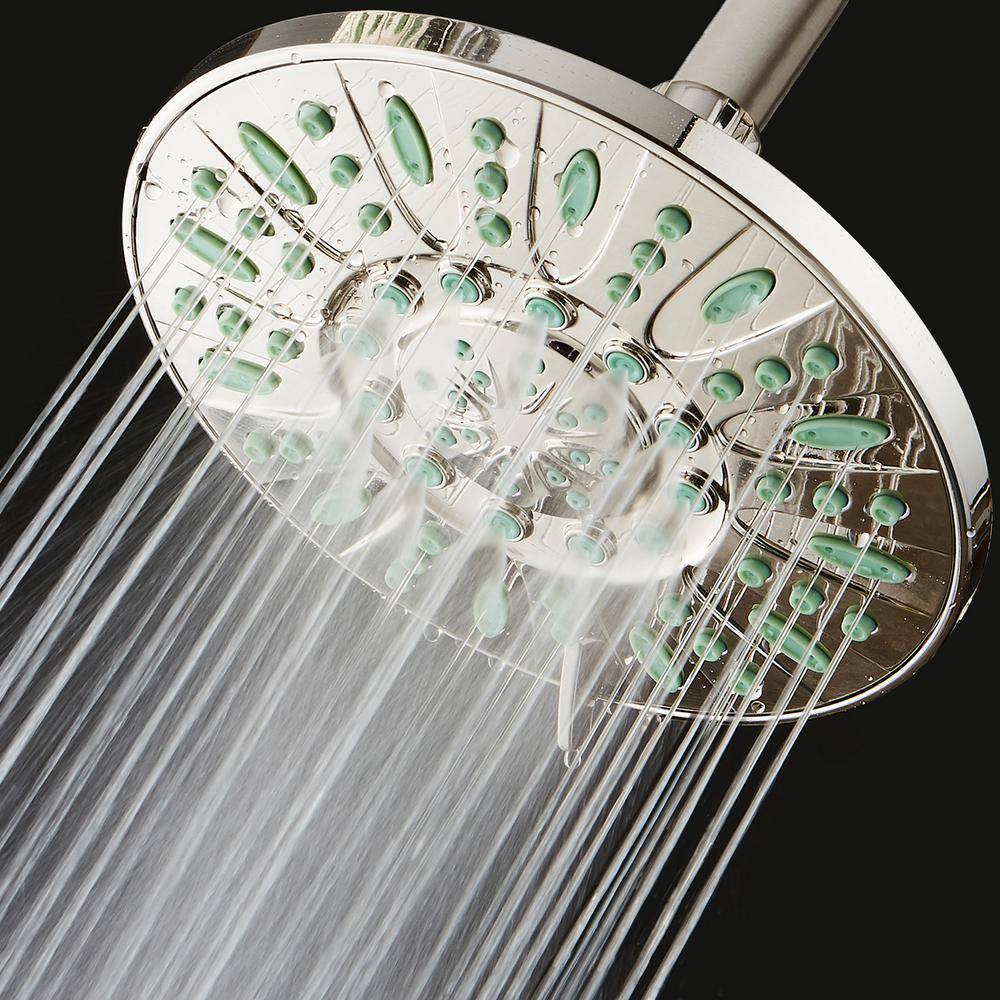 AquaDance Antimicrobial 6-Spray Patterns 7 in. Single Wall Mount Rainfall Fixed Showerhead with High Pressure in Brushed Nickel 82208