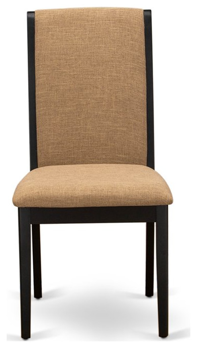 East West Furniture Lancy 39 quotFabric Dining Chairs in Black/Brown (Set of 2)   Transitional   Dining Chairs   by Homesquare  Houzz