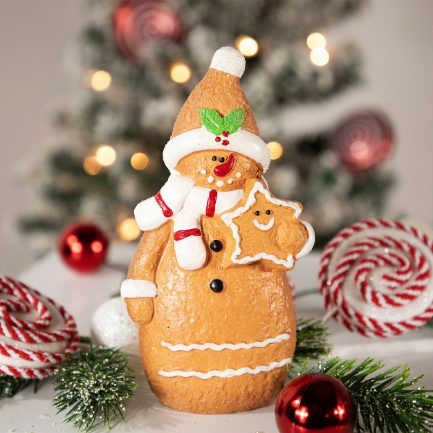 Frosted Gingerbread Snowman With Star Cookie Christmas Figurine