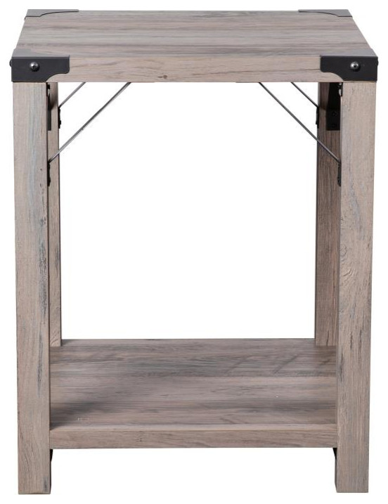 Gray Wash 2 Tier Side Table   Farmhouse   Side Tables And End Tables   by Pot Racks Plus  Houzz