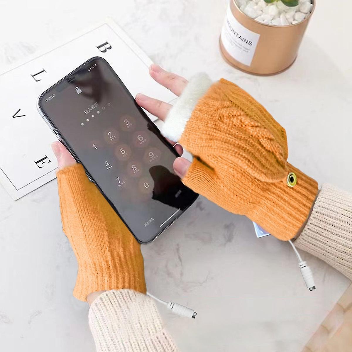 Usb Electric Heated Gloves Double-sided Heating Gloves Waterproof Adjustable Temperature Yellow