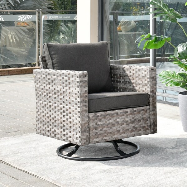 OVIOS Swivel Rocking Wicker Chair