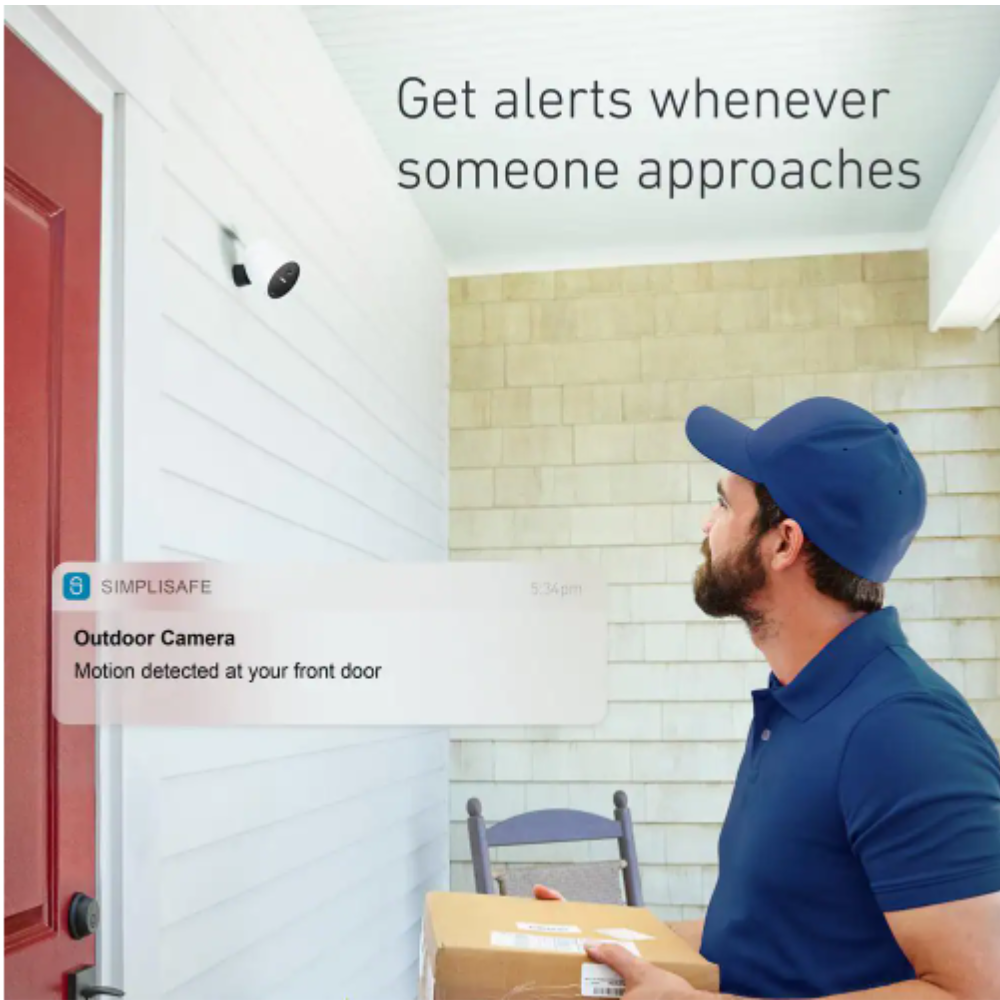 SimpliSafe Wireless Outdoor Smart Home Security Camera， White (1-Pack)