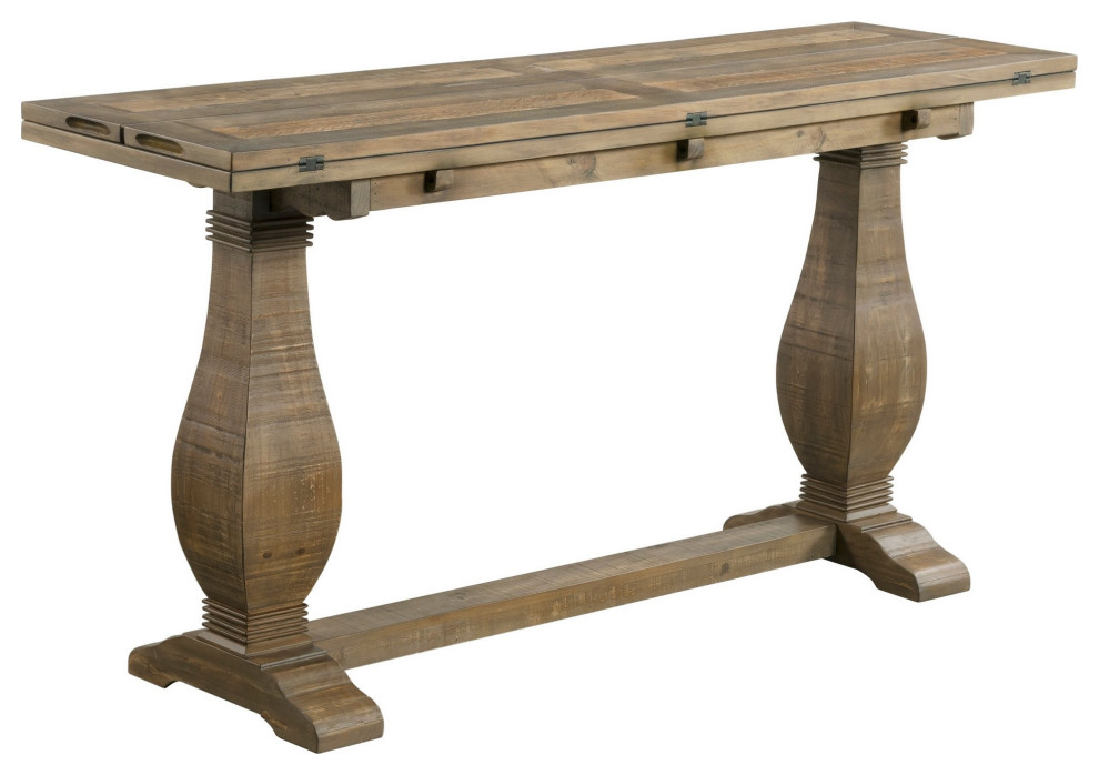 30 quotExtendable Console With Pedestal Base  Brown   French Country   Console Tables   by VirVentures  Houzz