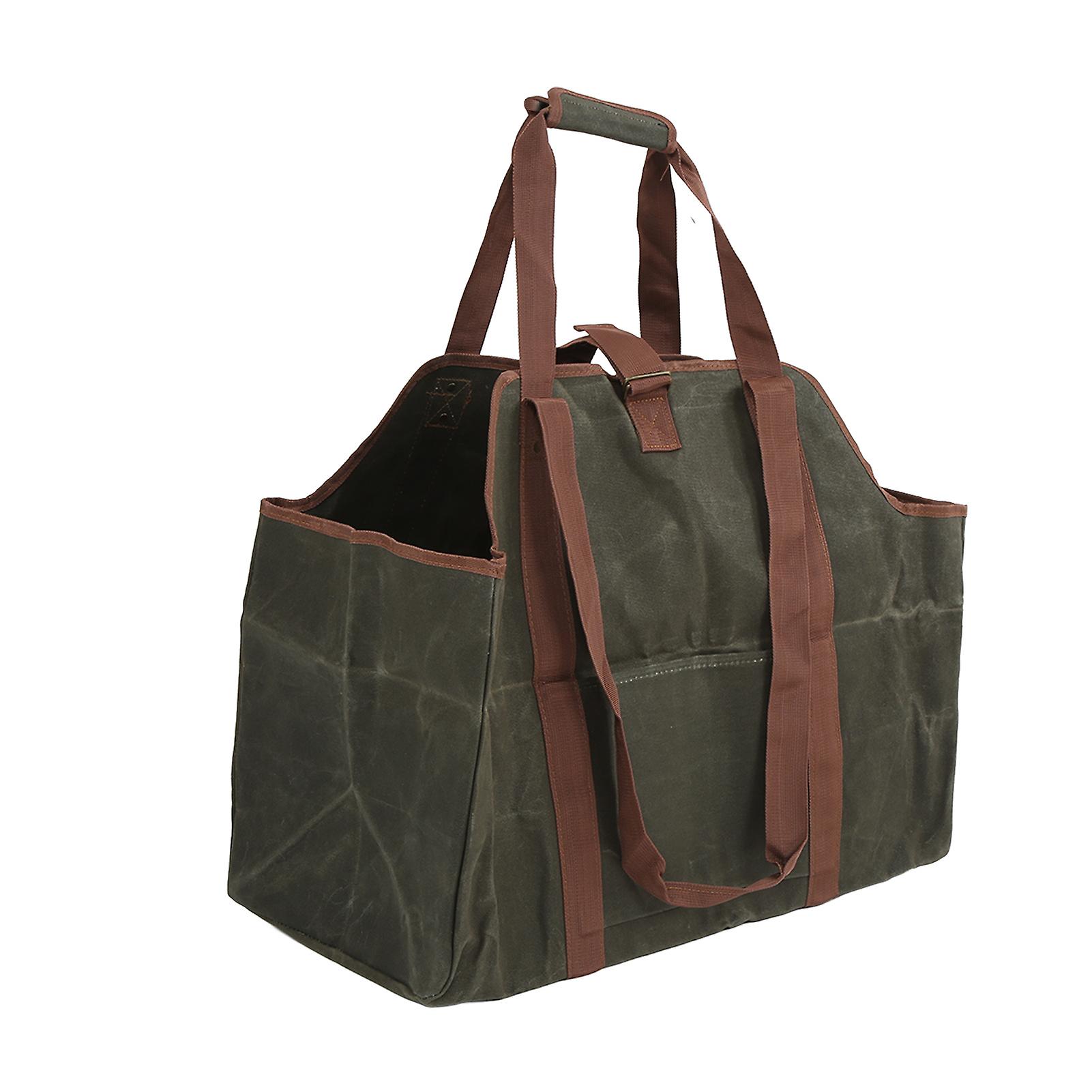 Supersized Canvas Firewood Wood Carrier Bag Tear Resistant Portable Firewood Carrier Pouch