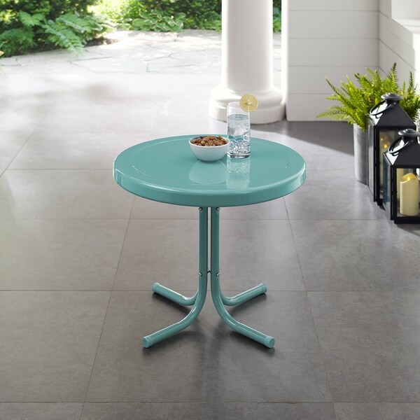 Crosley Retro Metal Side Table In Caribbean Blue