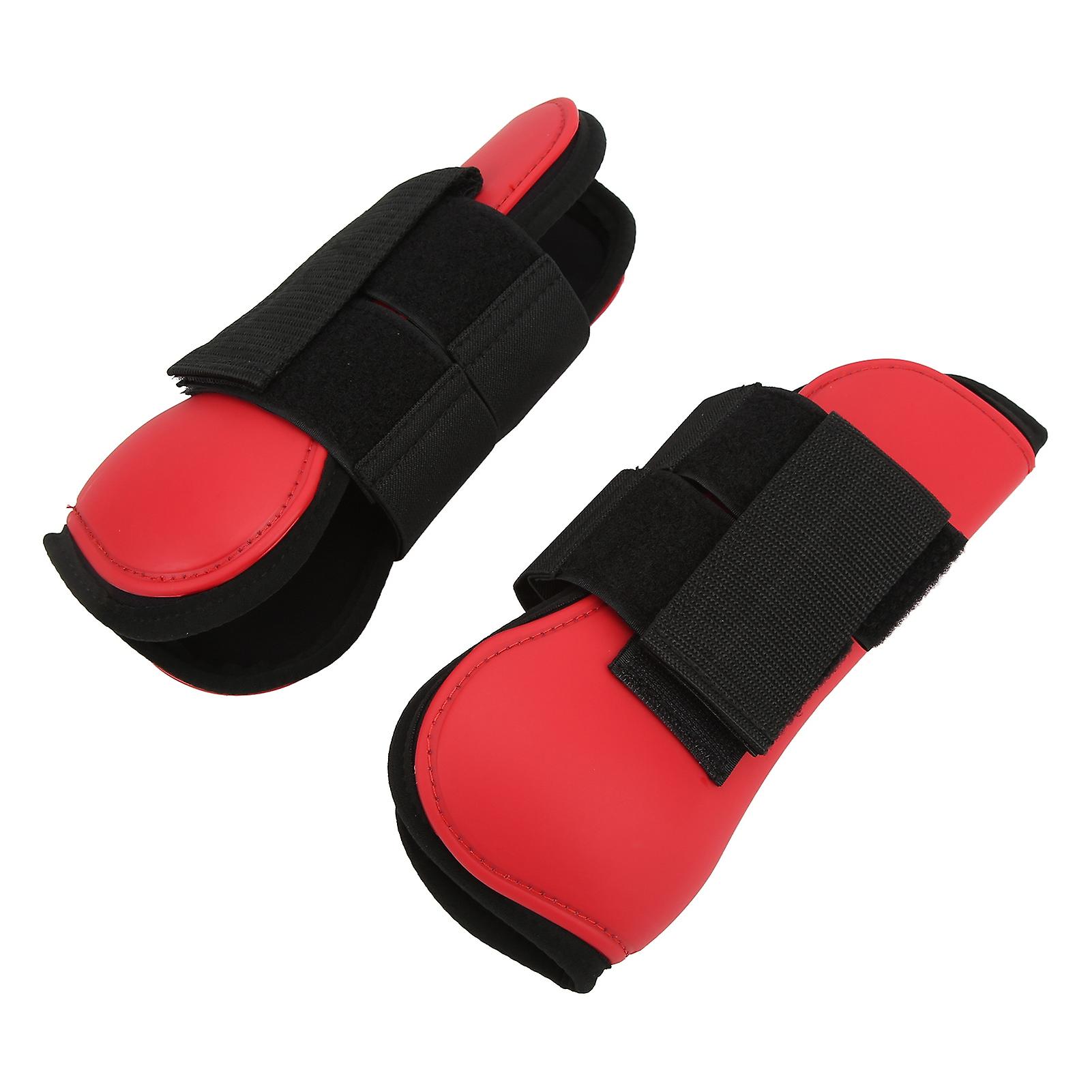 1 Pair Horse Tendon Boots Soft Prevent Slipping Easy To Stick Pu Shell Horse Fetlock Boots For Horsesred Front Legs L