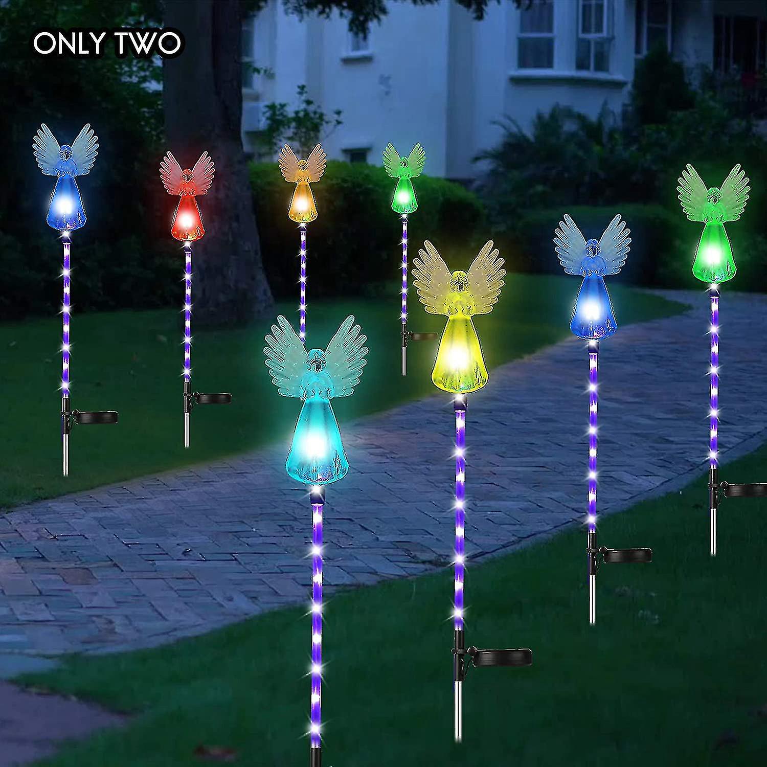 Solar Powered Angel Lights Outdoor， 2 Pack Garden Stake Light